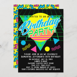 1980-talets färgstarka geometriska Födelsedagsfest Inbjudningar