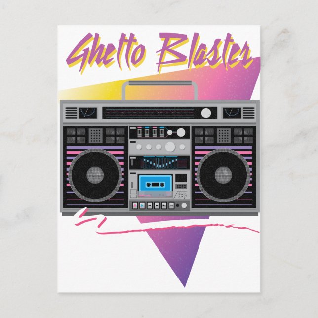 1980-talets gettoblaster boombox vykort (Framsida)