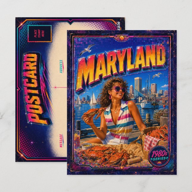1980-talets Maryland vykort 80-tal Retro (Fram/baksida)