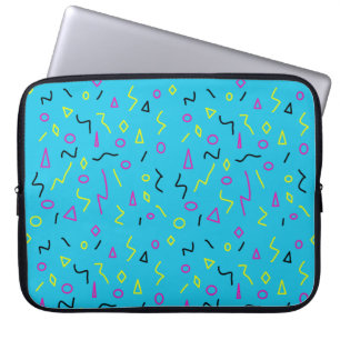 1980-talets Memphis Stil Bright Blue Rosa Neon Gul Laptop Fodral
