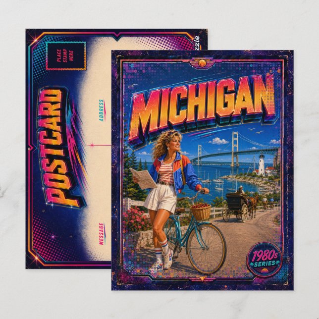 1980-talets Michigan vykort 80-tal Retro (Fram/baksida)