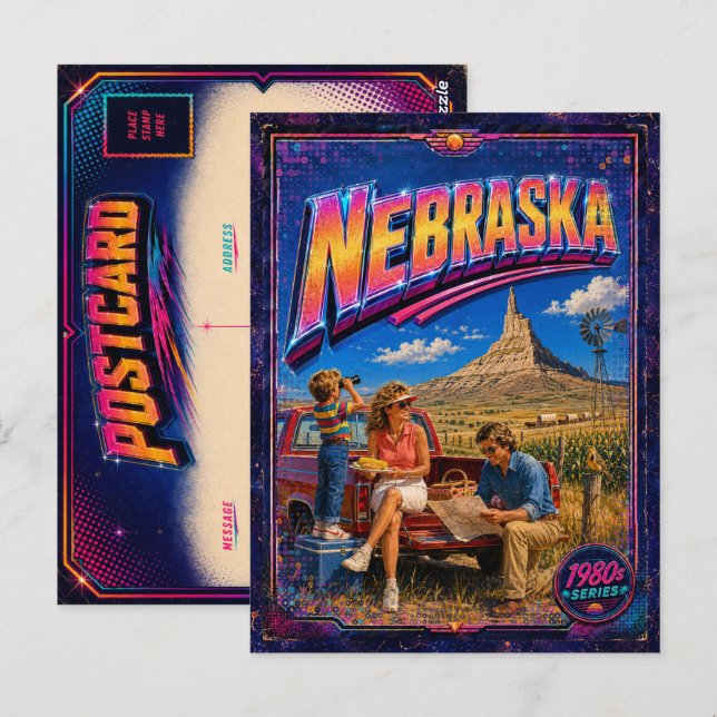 1980-talets Nebraska vykort 80-tal Retro (Fram/baksida)