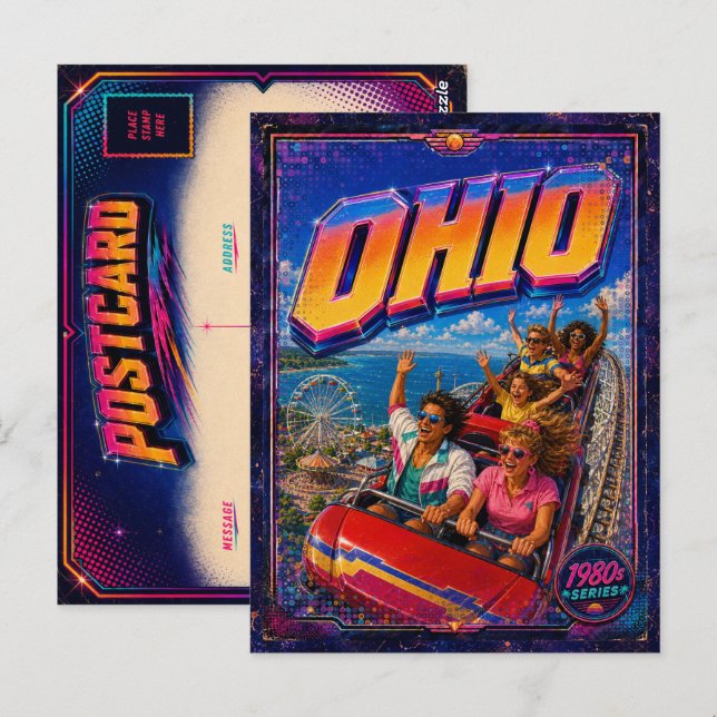 1980-talets Ohio vykort 80-tal Retro (Fram/baksida)