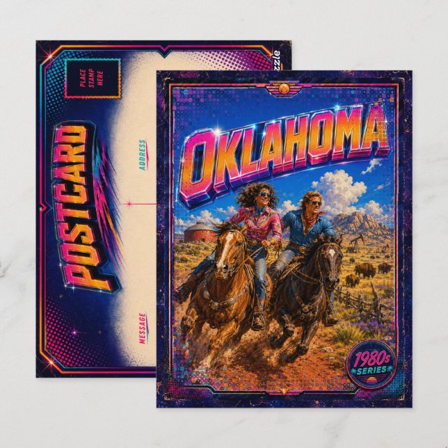 1980-talets Oklahoma vykort 80-tal Retro (Fram/baksida)