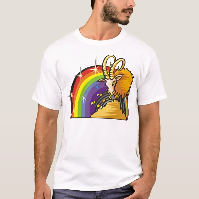 1980-talets regnbåge med Capricorn Goat Tee (Framsida)