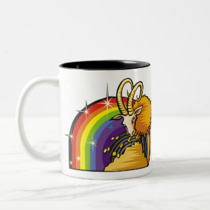 1980-talets regnbåge med Capricorn Goat Två-Tonad Mugg