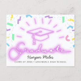 1980-talets rosa nära studenten hat vykort