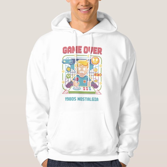 1980-talets spelarnostalgia - Pixel Art Joystick-g Hoodie (Framsida)