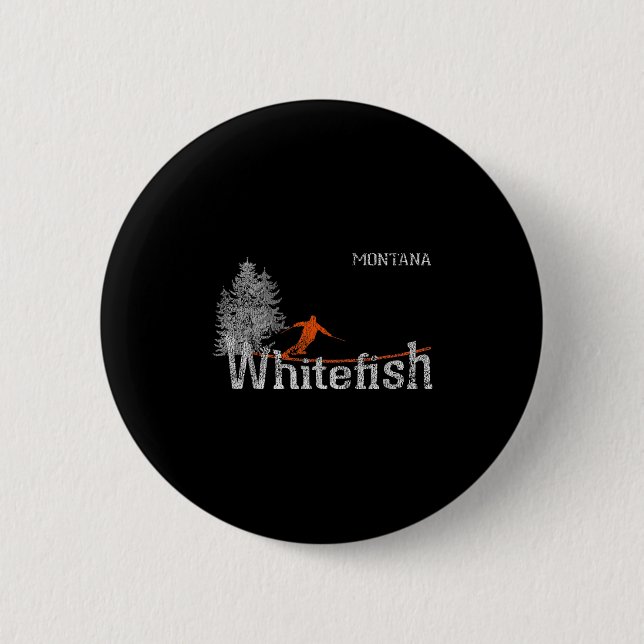 1980-talets Stil Whitefish Montana Vintage Skiing Knapp (Framsida)
