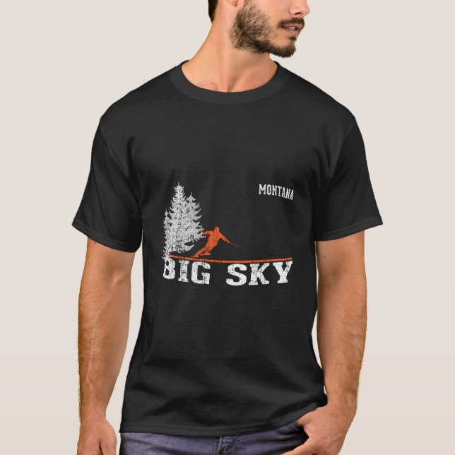 1980-talets stora Himlar Mt-Långärmad Skiing Shirt T (Framsida)