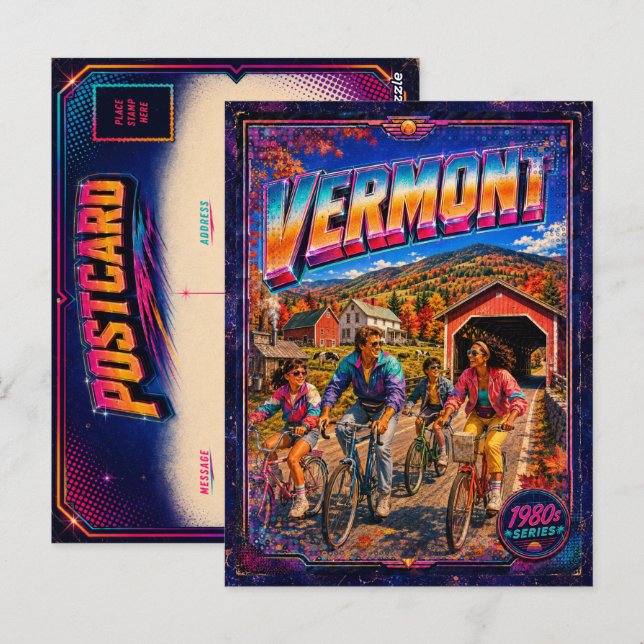 1980-talets Vermont vykort 80-tal Retro (Fram/baksida)