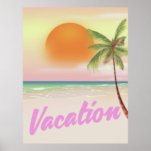 1980-talets vintage Vacation-strand poster