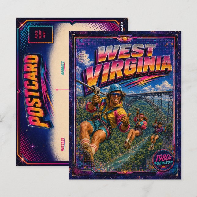1980-talets West Virginia vykort 80-tal Retro (Fram/baksida)