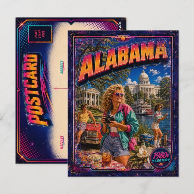 1980-tals Alabama vykort 80-tal Retro (Fram/baksida)