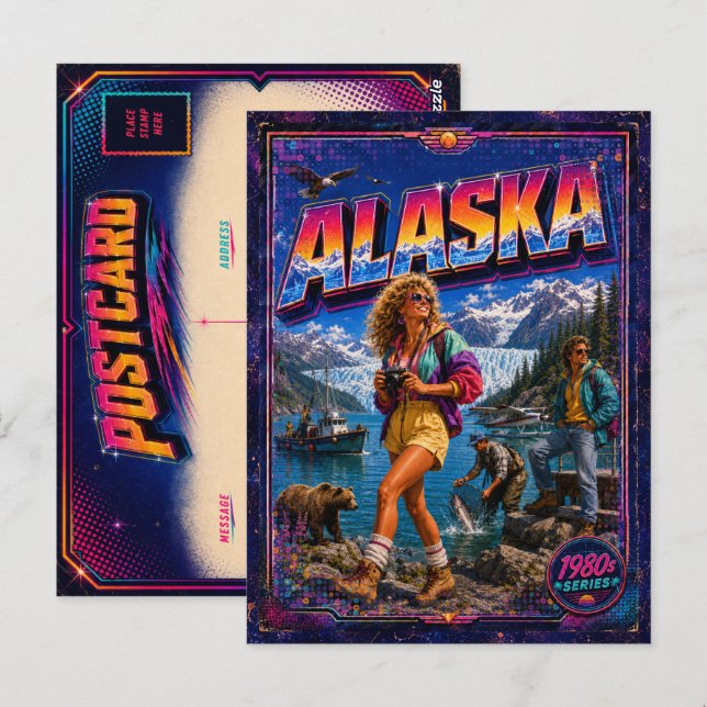 1980-tals Alaska vykort 80-tal Retro (Fram/baksida)
