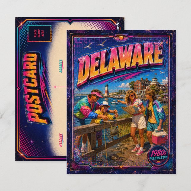 1980-tals Delaware vykort 80-tal Retro (Fram/baksida)