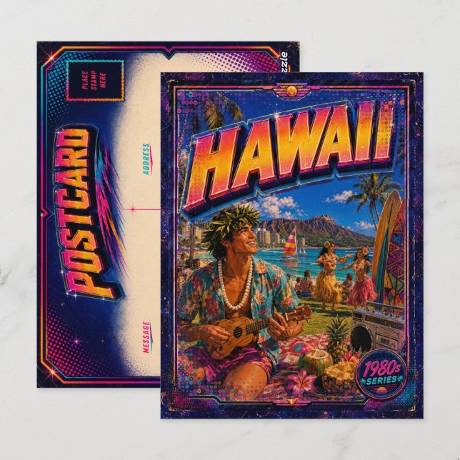 1980-tals Hawaii vykort 80-tal Retro (Fram/baksida)
