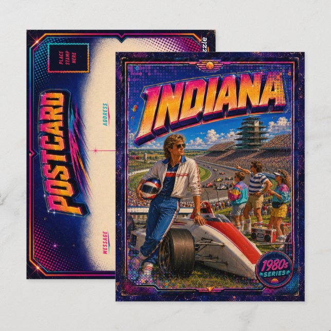 1980-tals Indiana vykort 80-tal Retro (Fram/baksida)
