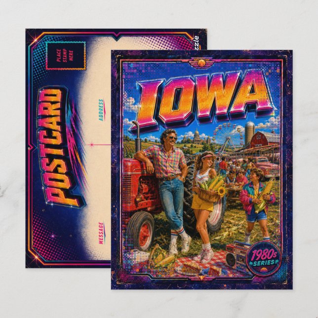 1980-tals Iowa vykort 80-tal Retro (Fram/baksida)