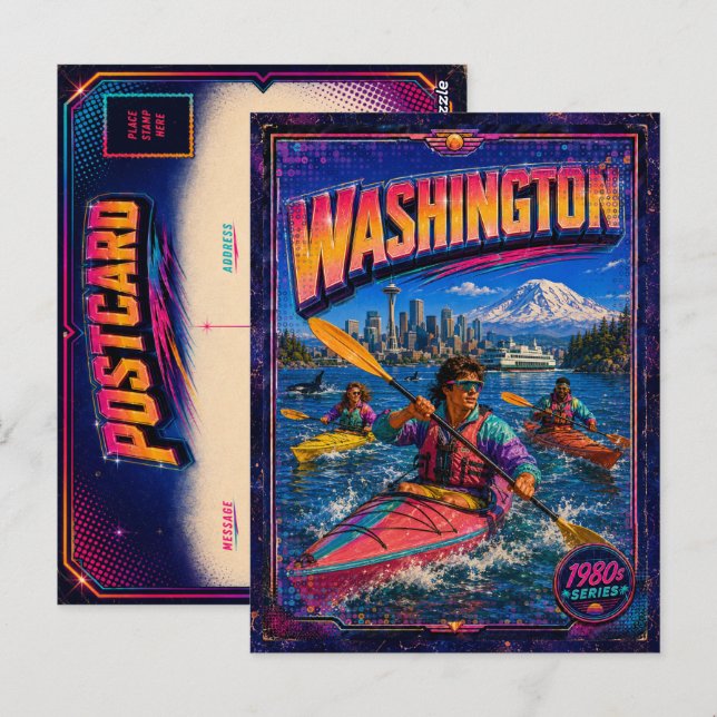 1980-tals Washington vykort 80-tal Retro (Fram/baksida)