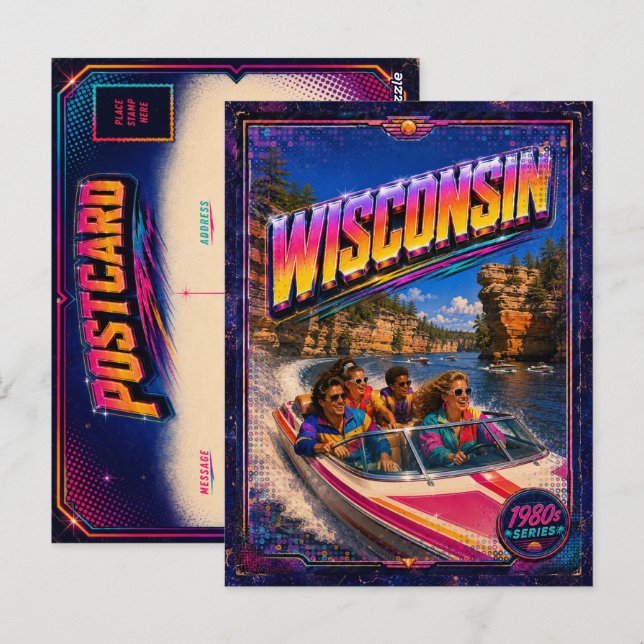 1980-tals Wisconsin vykort 80-tal Retro (Fram/baksida)
