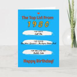 1980 Topp Lista Födelsedag Kort