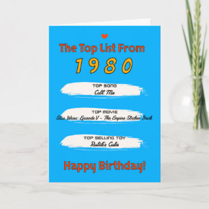 1980 Topp Lista Födelsedag Kort