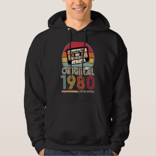 1980 Vintage Födelsedag Retro Manar Hoodie