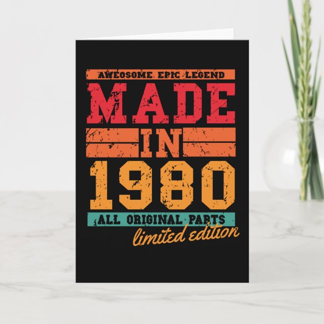 1980 Vintage på födelsedagen Kort (Framsida)
