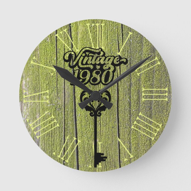 1980-Vintages akrylväggslås Rund Klocka (Framsida)