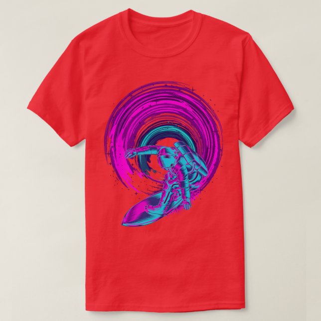 1980s Art Synthwave Surfing Vaporwave Surfer Astro T Shirt (Design framsida)