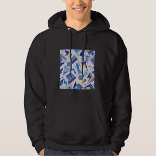 1980'S GEOMETRIC SQUARE TRIANGLE MÖNSTER BLUE OCH HOODIE