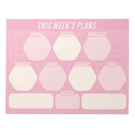 1980s Pink Hand Drawn Grid Planner Weekly Anteckningsblock