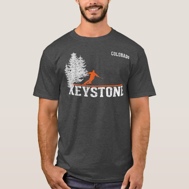 1980s Style Keystone CO Vintage Skiing T Shirt (Framsida)