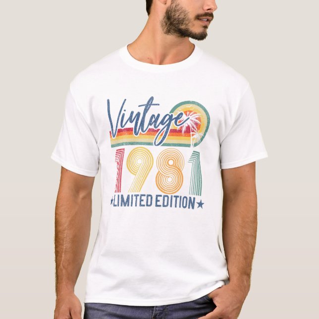 1981 40Födelsedagspresent - För manar kvinnoVintag T Shirt (Framsida)