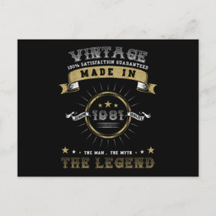 1981 Född Födelsedag Vintage Vykort