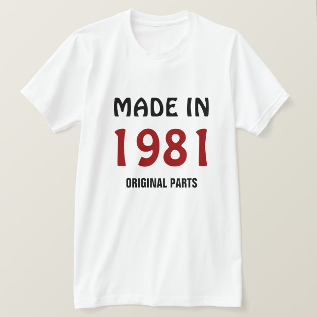 1981, ingiven 1981, originaldelar t shirt (Design framsida)