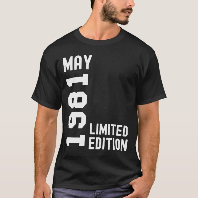 1981 maj Grattis på födelsedagen Party T Shirt (Framsida)