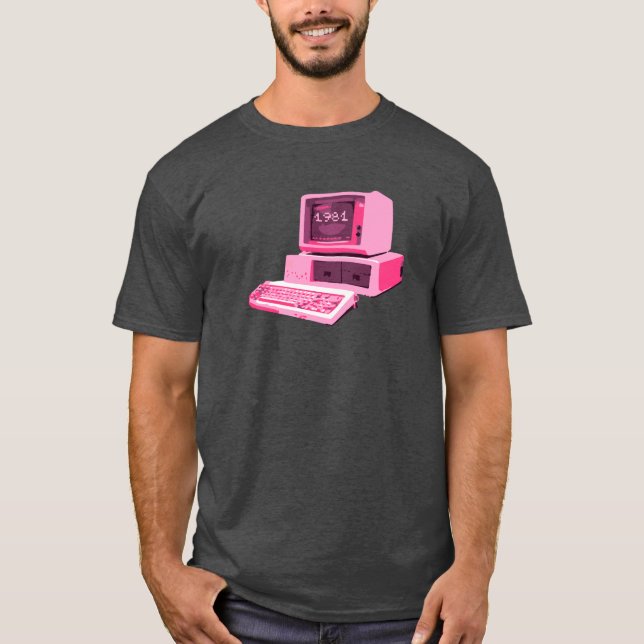 1981 Rosa Retro Dator T-Shirt (Framsida)