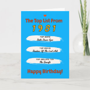 1981 Topp Lista Födelsedag Kort