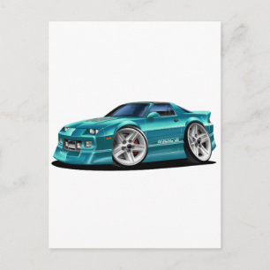 1982-1992 Kamaro Teal Car Vykort