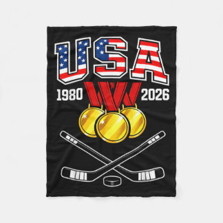 1982 2026 Hockey Vintage Usa Korslagda Klubbor Fleecefilt