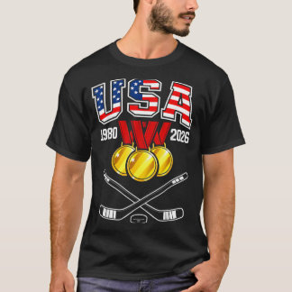 1982 2026 Hockey Vintage Usa Korslagda Klubbor T Shirt