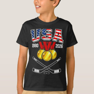 1982 2026 Vintage Usa Hockey Korslagda Klubbor T Shirt