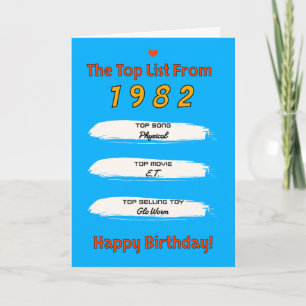 1982 Topp Listans Födelsedag Kort