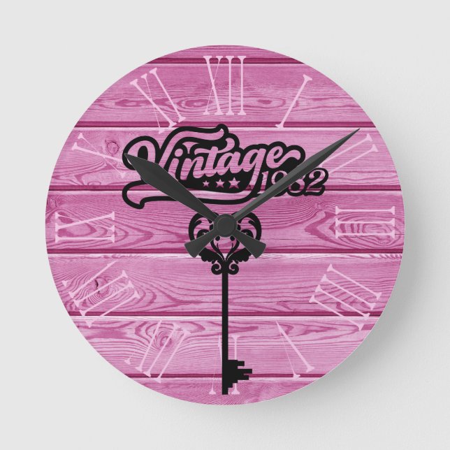 1982-Vintages akrylväggslås Rund Klocka (Framsida)