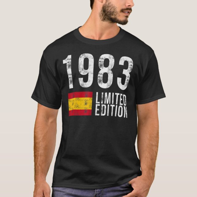 1983 Spanien med Flagga Birthday T Shirt (Framsida)