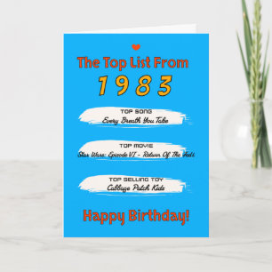 1983 Topp Lista Födelsedag Kort