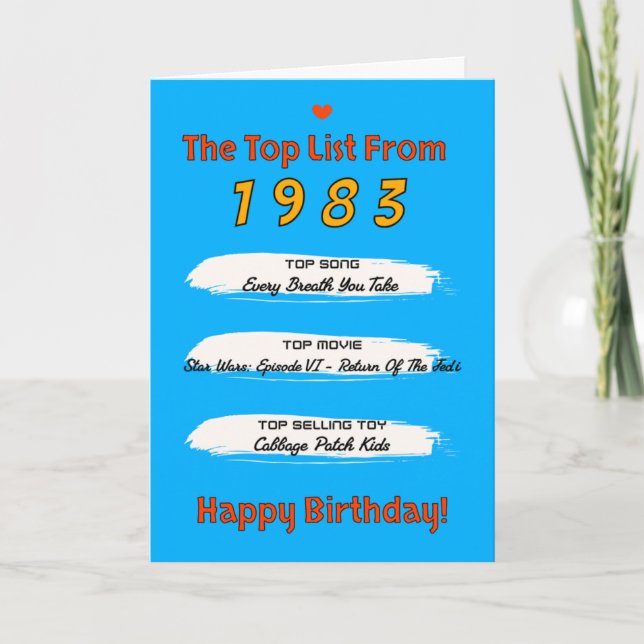 1983 Topp Lista Födelsedag Kort (Framsida)
