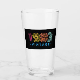 1983 Vintage Beer Glass- Gift- Retro Glaskopp